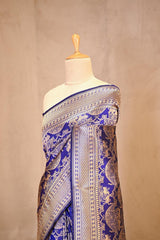 Royal Blue Shikargah Banarasi Katan Silk Saree