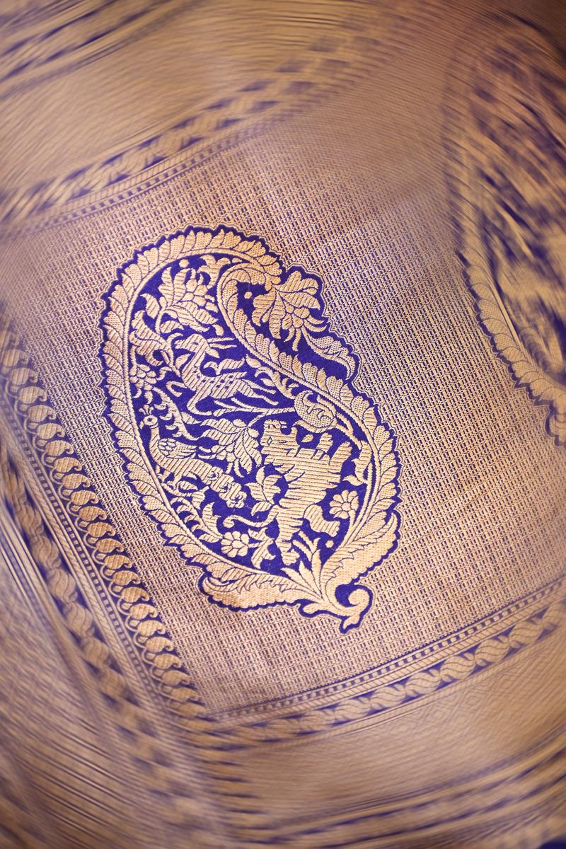 Royal Blue Shikargah Banarasi Katan Silk Saree