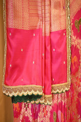 Pink Banarasi Katan Silk Saree with Shikargah Meenakari Work