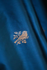 Blue Banarasi Satin Silk Saree with Sona-Rupa Bird Motifs