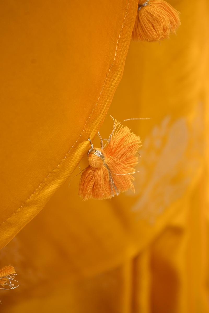 Yellow Banarasi Satin Silk Saree with Sona-Rupa Bird Motifs