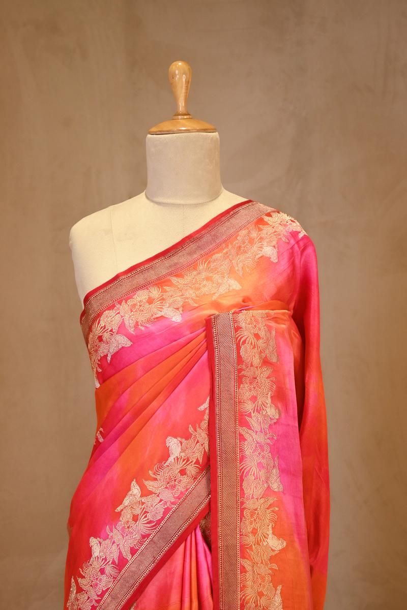 A Pink Banarasi silk saree for dummy