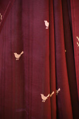 Wine Banarasi Silk Saree with Tanchoi  And Zari Bird Motifs