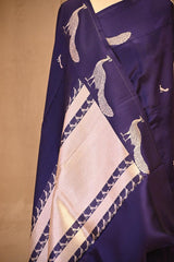 Blue Banarasi Silk Saree with Tanchoi  Zari Peacock Motifs