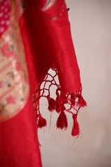 Red Banarasi Khaddi Rajasthani Bandhani Saree