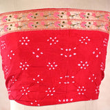 White and Red Ghadchola Bandhani Saree & Pichwai Border
