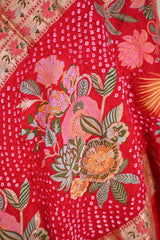 Red Banarasi Khaddi Rajasthani Bandhani Saree
