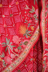 Red Banarasi Khaddi Rajasthani Bandhani Saree