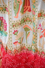 White and Red Ghadchola Bandhani Saree & Pichwai Border