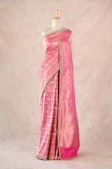 Pink Banarasi Silk Saree With Pichwai Woven Work