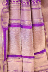 Purple Banarasi Silk Saree with Rose Floral Jaal Work