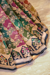 Navy Blue Katan Silk Banarasi Saree with Water Gold Zari Jaal work