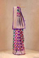 Purple Rangkat Katan Silk Saree with Water Gold Zari