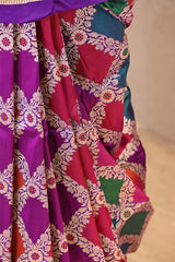 Purple Rangkat Katan Silk Saree with Water Gold Zari