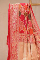 Red Rangkat Katan Silk Saree with Watergold Zari