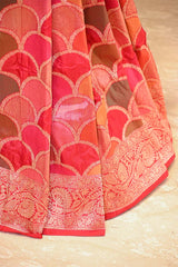 Red Rangkat Katan Silk Saree with Watergold Zari