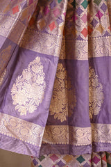 Lavender Katan Silk Rangkat Saree with Watergold Zari