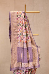 Lavender Katan Silk Rangkat Saree with Watergold Zari