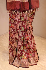 Brown Katan Silk Rangkat Saree with Gold Zari woven