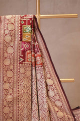 Brown Katan Silk Rangkat Saree with Gold Zari woven