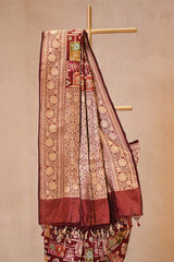 Brown Katan Silk Rangkat Saree with Gold Zari woven