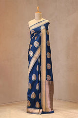 Nita Ambani Inspired Satin Silk Saree with Gold Silver Zari Mughal Buta