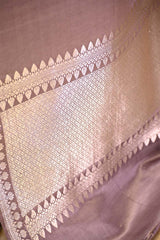 Lilac Satin Silk Banarasi Saree with Floral Motifs