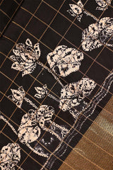 Banarasi Silk Black Saree with Mayur Motif and Tie & Dye Bandhani Print