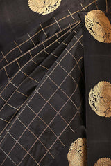 Banarasi Silk Black Saree with Mayur Motif and Tie & Dye Bandhani Print