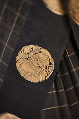 Banarasi Silk Black Saree with Mayur Motif and Tie & Dye Bandhani Print