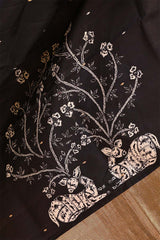 Black Banarasi Silk Saree with Vrisabha Motif and Pichwai