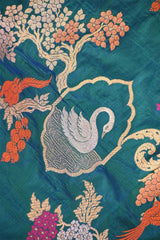 Teal Blue Banarasi Silk Saree with Sona-Rupa Grapes & Birds Woven Jaal