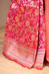 Pink Banarasi Katan Silk Saree with Pichwai Traditional Jaal