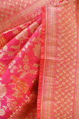 Pink Banarasi Katan Silk Saree with Pichwai Traditional Jaal