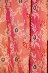 Peach Pure Banarasi Saree with Gold Zari Floral Jaal