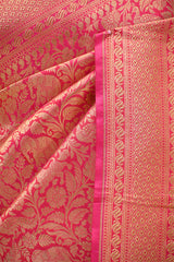 Rani Pink Pure Banarasi Saree with Shikargah Jaal