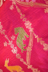Pink Pure Banarasi Saree with Floral-Shikargah & Meenakari Work