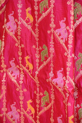 Pink Pure Banarasi Saree with Floral-Shikargah & Meenakari Work