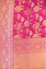 Pink Pure Banarasi Saree with Sona Rupa Jharokha Motif Jaal
