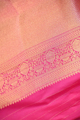 Pink Pure Banarasi Saree with Sona Rupa Jharokha Motif Jaal