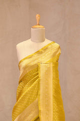 Yellow Pure Banarasi Saree with Gold Zari Buti