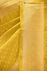 Yellow Pure Banarasi Saree with Gold Zari Buti