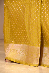 Yellow Pure Banarasi Saree with Gold Zari Buti
