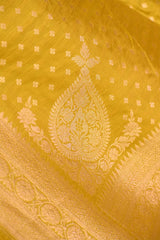 Yellow Pure Banarasi Saree with Gold Zari Buti