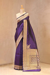 Purple Pure Banarasi Saree with Gold Zari Buti