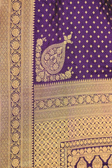 Purple Pure Banarasi Saree with Gold Zari Buti