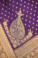 Purple Pure Banarasi Saree with Gold Zari Buti