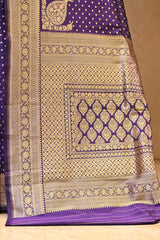 Purple Pure Banarasi Saree with Gold Zari Buti