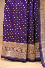 Purple Pure Banarasi Saree with Gold Zari Buti