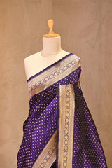 Purple Pure Banarasi Saree with Gold Zari Buti